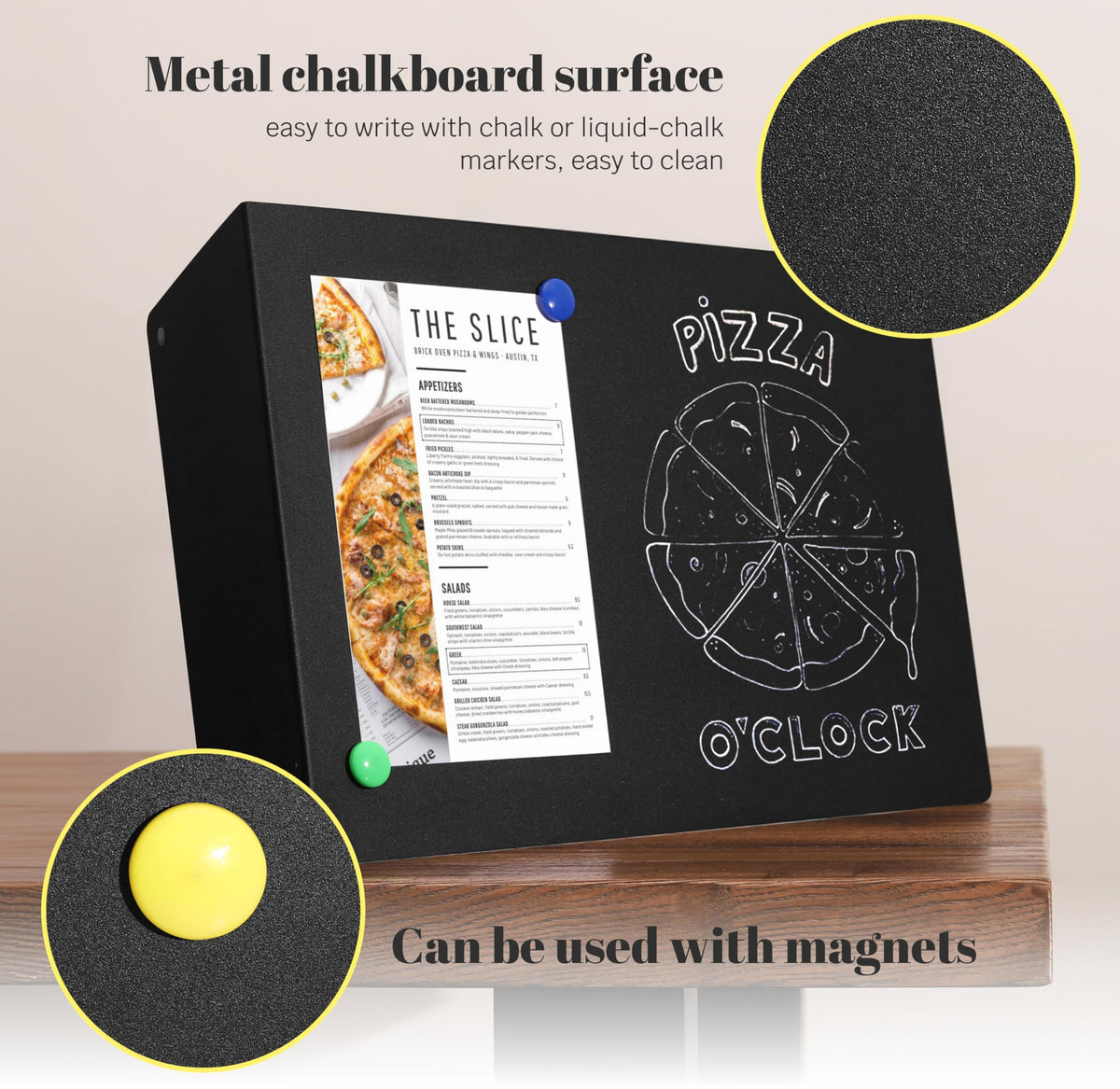 Metal Chalkboard Sign 11 x 17 inches - Food Signs for Party Buffet, Mini Chalkboard Sign, Food Display Card, Kitchen Tabletop Chalkboards, Small Standing Menu Boards for Wedding Black 11 X 17 Inches
