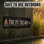 Fire Pit This Way – Chalkboard BBQ Backyard Metal Sign 15x5