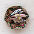 Creative Co-Op Hand-Woven Seagrass Basket with Star, Natural and Multicolor