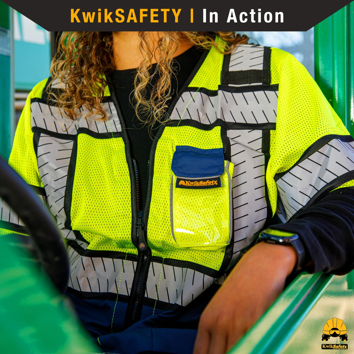 KwikSafety - Charlotte, NC - SHERIFF Class 3 Safety Vest for Women [REFLECTIVE FISHBONE TAPE] ANSI Tested OSHA Compliant Hi Vis PPE Work Gear/Blue Large
