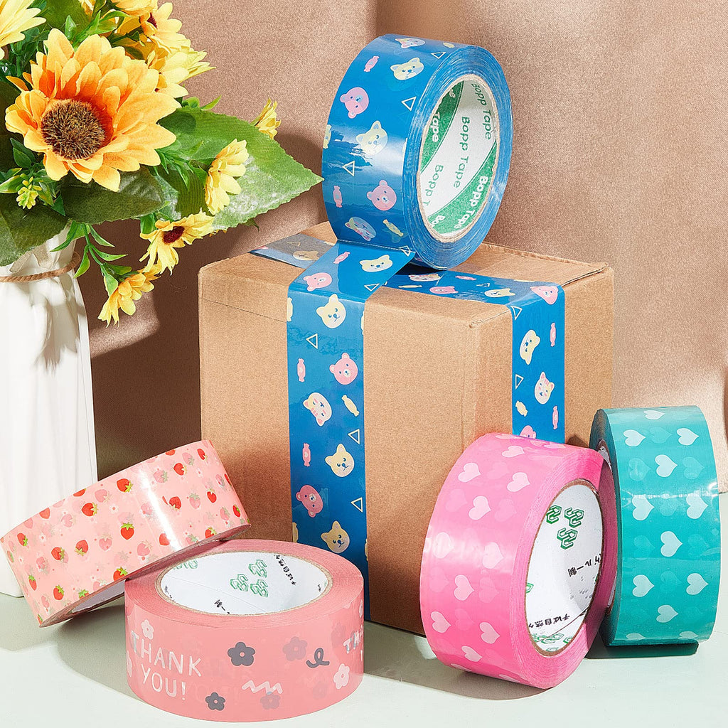 Epakh 5 Rolls Heart Printed Decorative Packing Tape, 1.77 Inch x 110 Yard