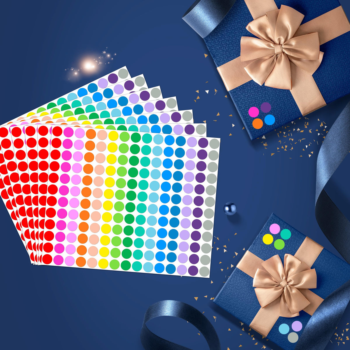 3600 PCS Colored Dot Stickers,1/2" Round Sticker 15 Colors Coding Labels 1/2 Inch