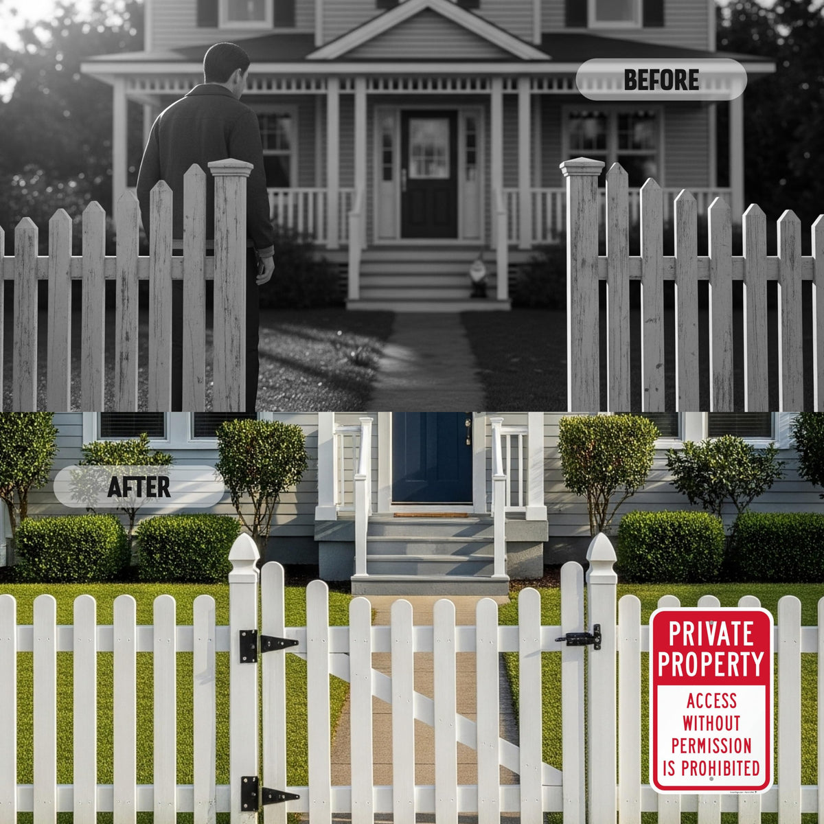 SmartSign Private Property Access Without Permission Prohibited Sign - 2-Pack, 12" x 18", 80 mil Thick Aluminum Composite (ACM), Pre-Drilled Holes, Red and White, Made in USA ACM - Pack of 2