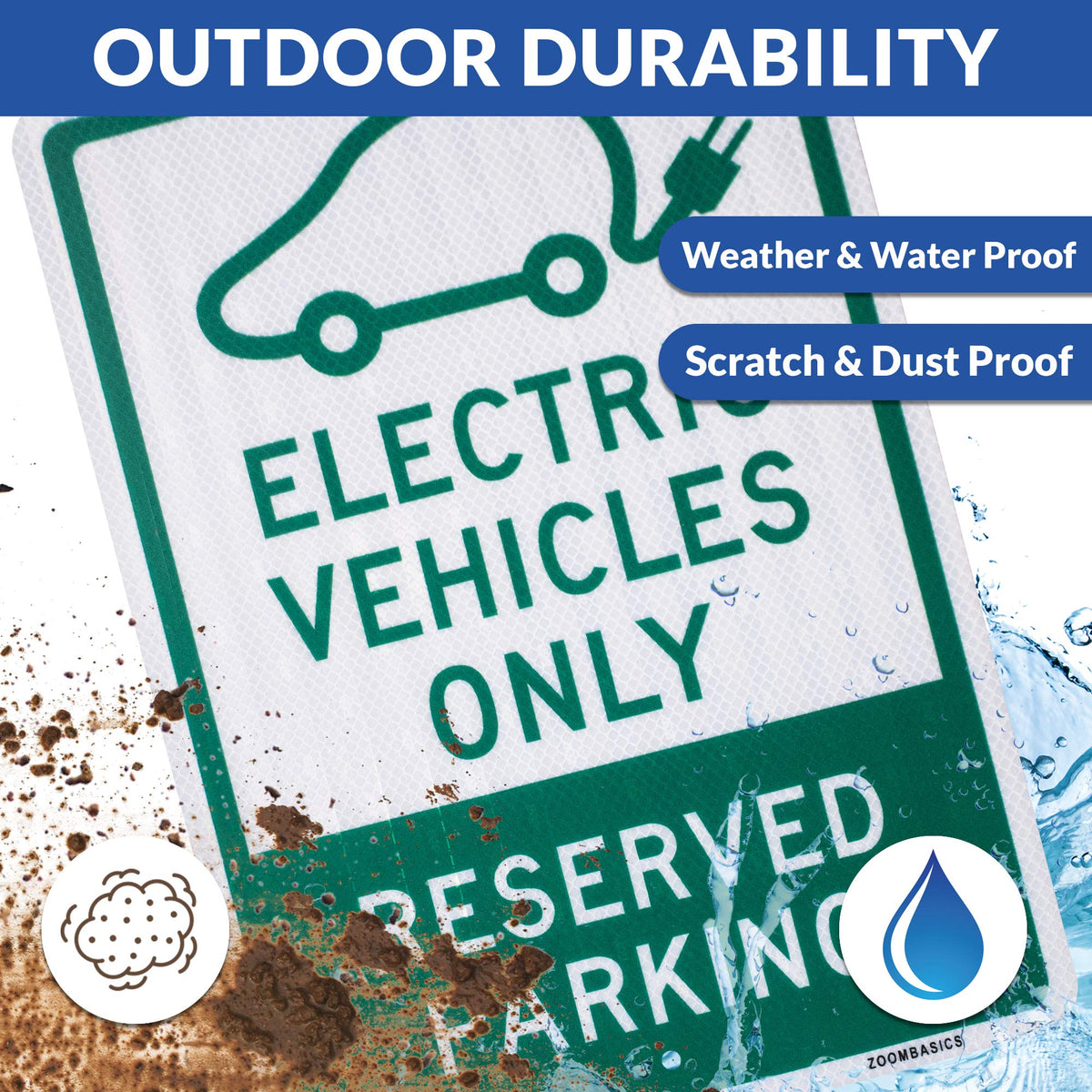 1 PACK - EV Parking Sign Electric Vehicle Reserved 12" x 18" 3M Authorized Engineer Grade EG EGP Quality Reflective Durable Laminated Aluminum
