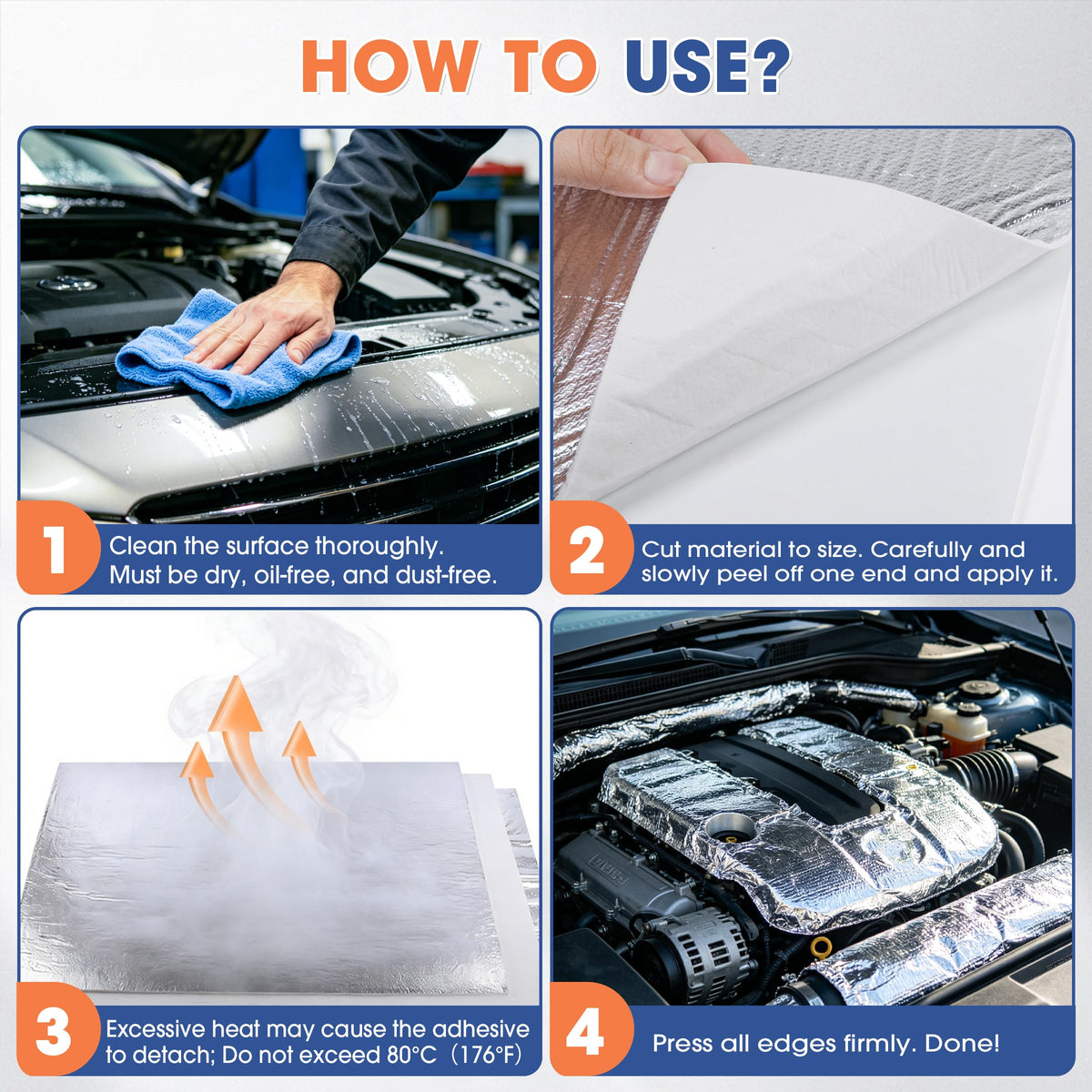Automotive High Temperature Resistant Heat Shield Mat Aluminum Foil Ceramic Fiber Material Up to 2280℉ for Thermal Protection(Self Adhesive-1/8" X 15" X 24") 1/8" X 15" X 24”