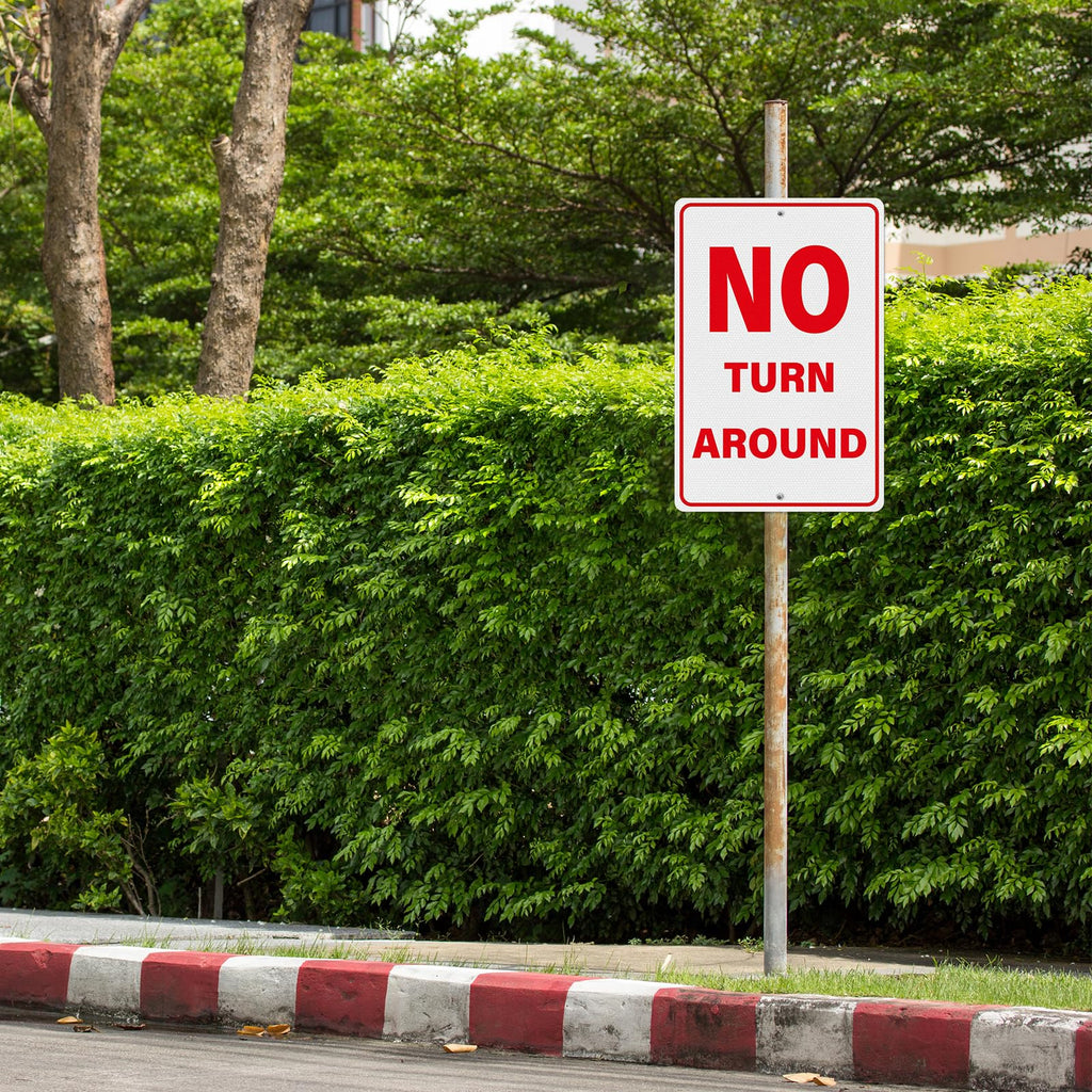 No Turn Around Sign 18 × 12 Inches for Driveway, Roadway, Dead End