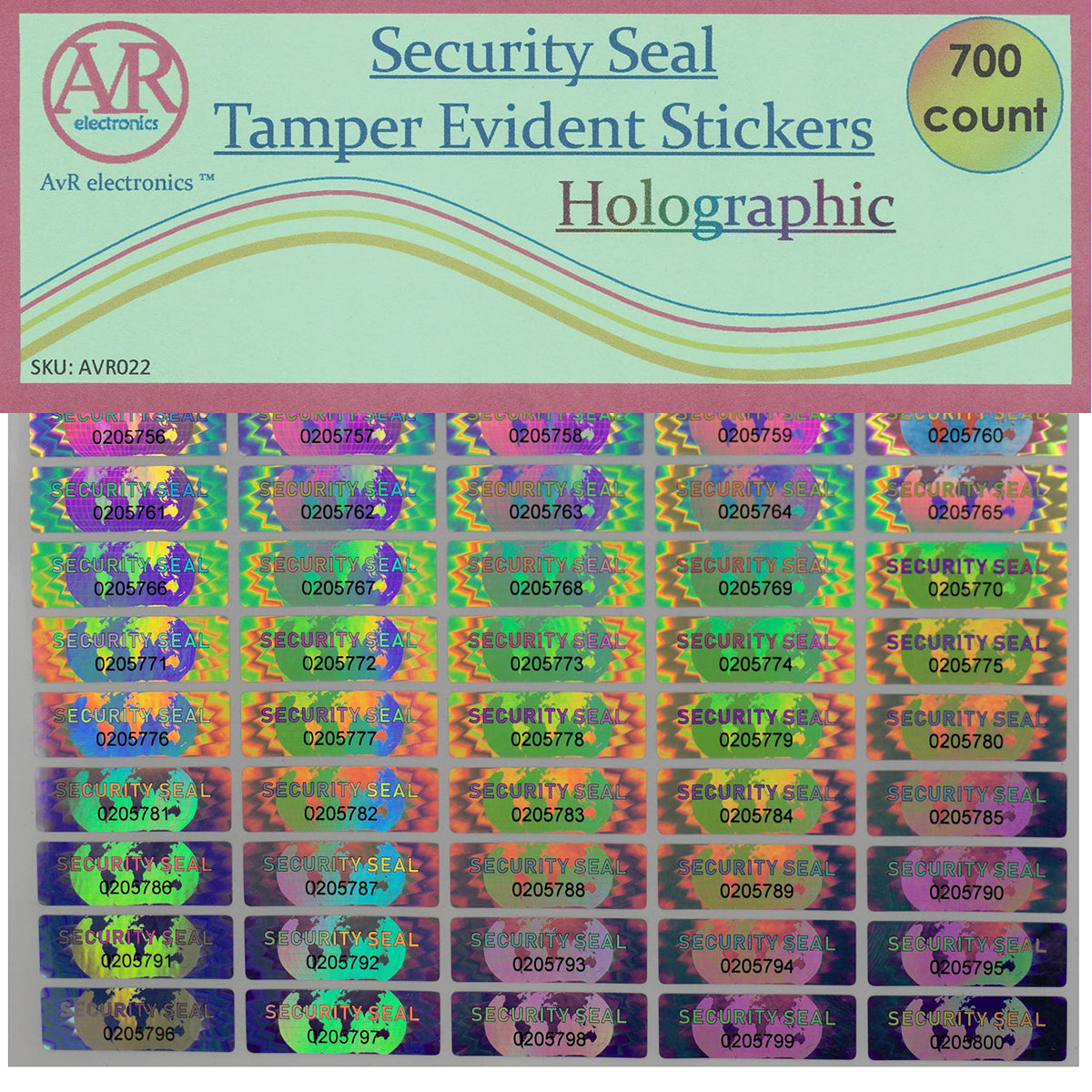 700 Hologram Tamper Evident, Tamper Proof Stickers. Security Seal. Individual Serial Numbers. Tamper Foil Tape Labels. Destroyed Upon Removal with Residual Text Left on Item.… (700 Stickers) 700 Stickers