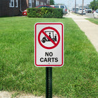SmartSign - K-8348-AL-12x18 "No Carts" Golf Course Sign | 12" x 18" Aluminum Black/Red on White