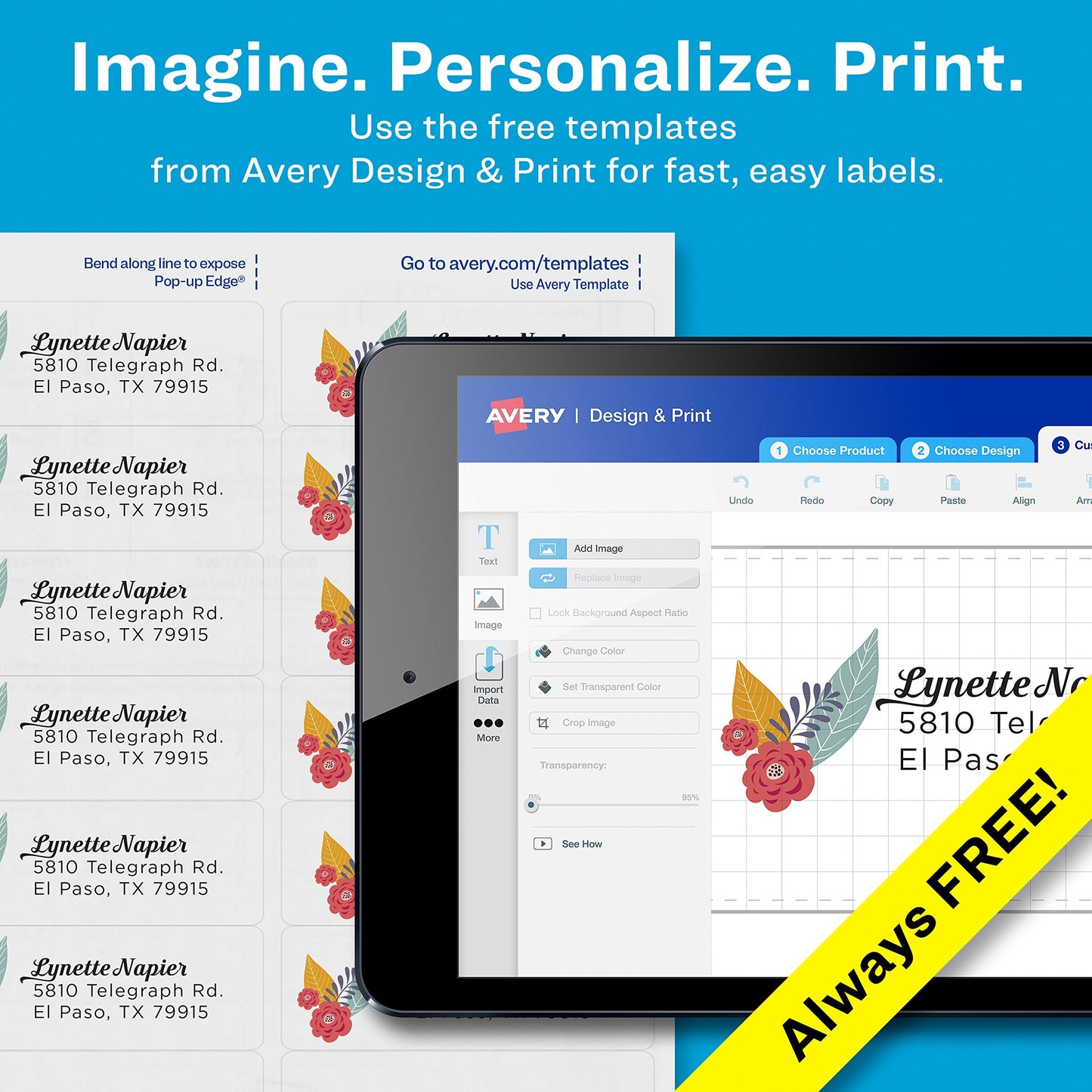 Avery Printable Address Labels with Sure Feed, 1-1/3" x 4", Matte Clear, 700 Blank Mailing Labels (05662) 1 1/3" x 4"