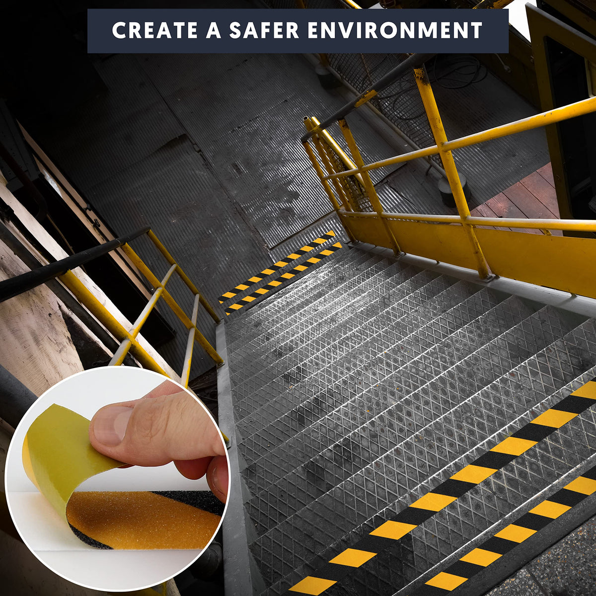 Anti Slip Safety Tape for Steps - Black and Yellow Grip Tape, Caution Tape Adhesive Step Tape, Hazard Grip Tape, Stairs Safety Tape (4" x 30 FT Roll) Caution Tape 4" x 30 FT Roll