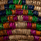 Creative Co-Op Hand-Woven Seagrass Basket with Star, Natural and Multicolor