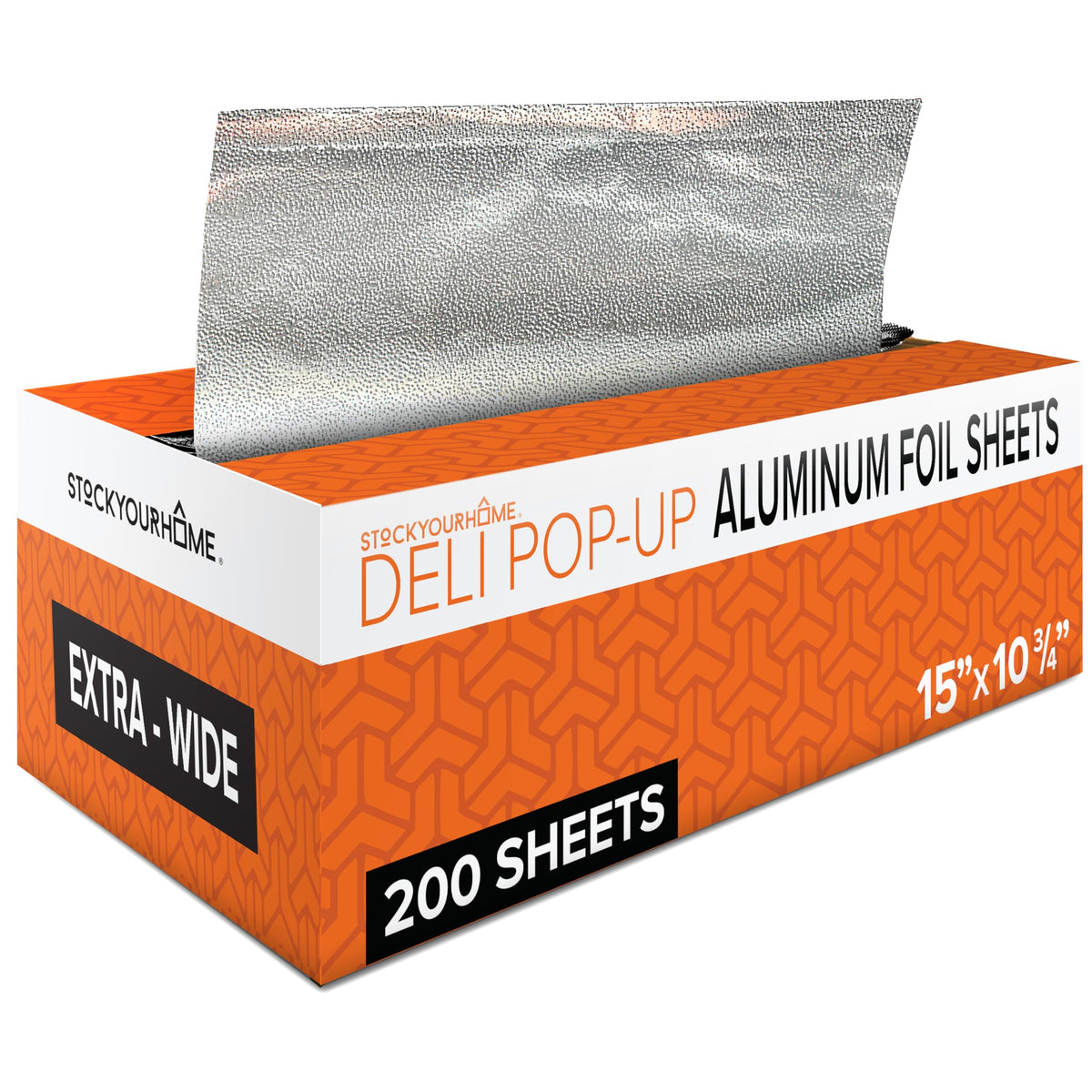 Stock Your Home Aluminum Foil Sheets, 200 Count, 15' Extra Wide Heavy Duty, Pop Up Foil Sheets for Restaurant, Deli, Home Use 15 inches