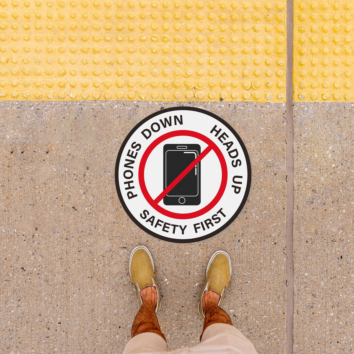 Phones Down Heads Up Sticker 12 Inch Vinyl Safety Floor Sign 10 PCS