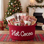 Meanplan Hot Cocoa Gifts Basket Empty Wiith Handles, Red