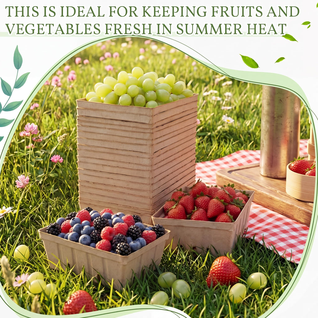 Reallnaive 20 Pack Natural Pulp Fiber Berry Baskets 3 Pint