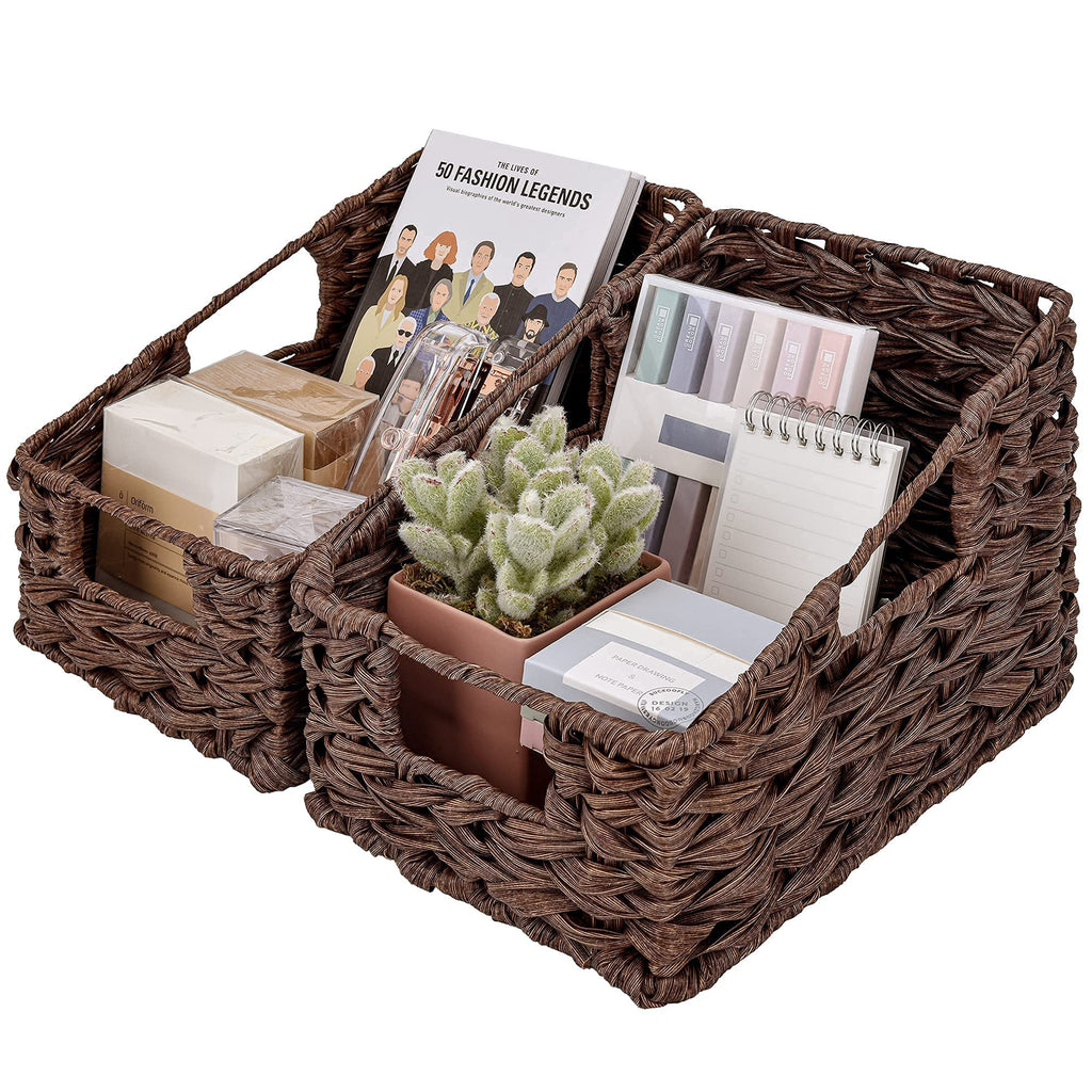 GRANNY SAYS Bundle of 2-Pack Wicker Baskets & 2-Pack Wicker Shelf Baskets