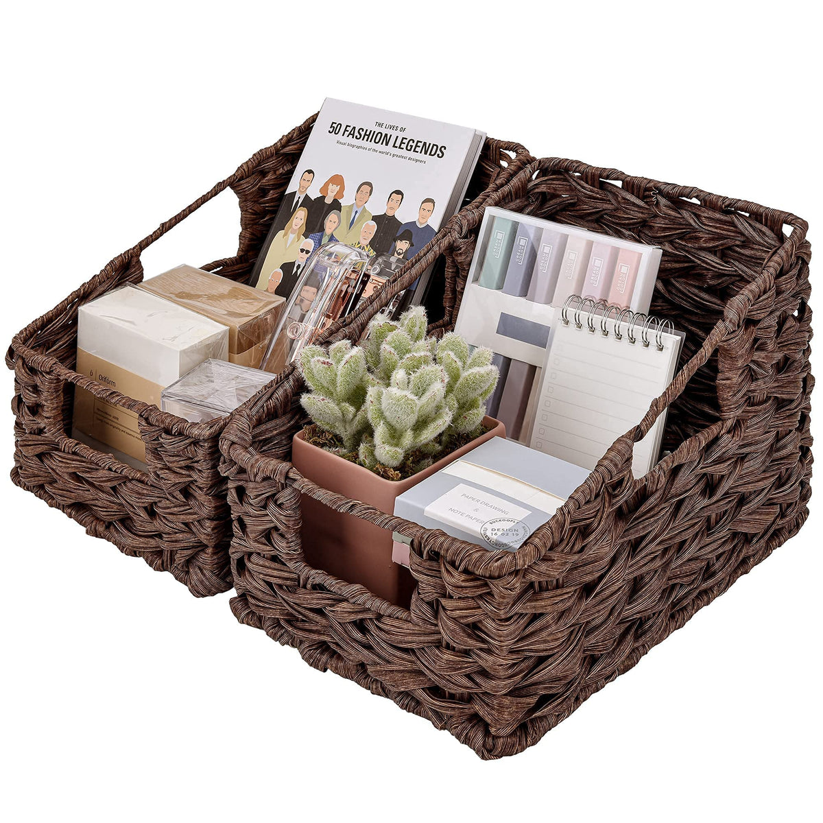 GRANNY SAYS Bundle of 2-Pack Wicker Baskets & 2-Pack Wicker Shelf Baskets