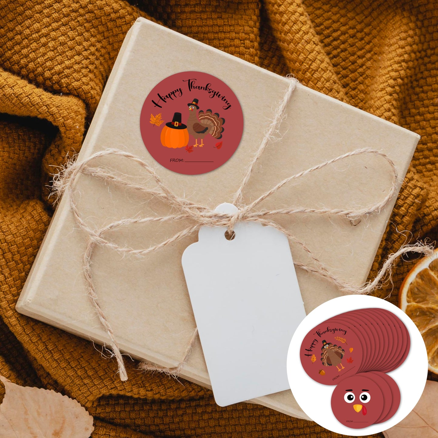 2" Thanksgiving Stickers Set， Turkey & Pumpkin, Thanksgiving Envelope Seals, 4 Styles 10 Adhesive Labels Each, Fall Thanksgiving Stickers，Party Supplies & Favors for Thanksgiving - A01