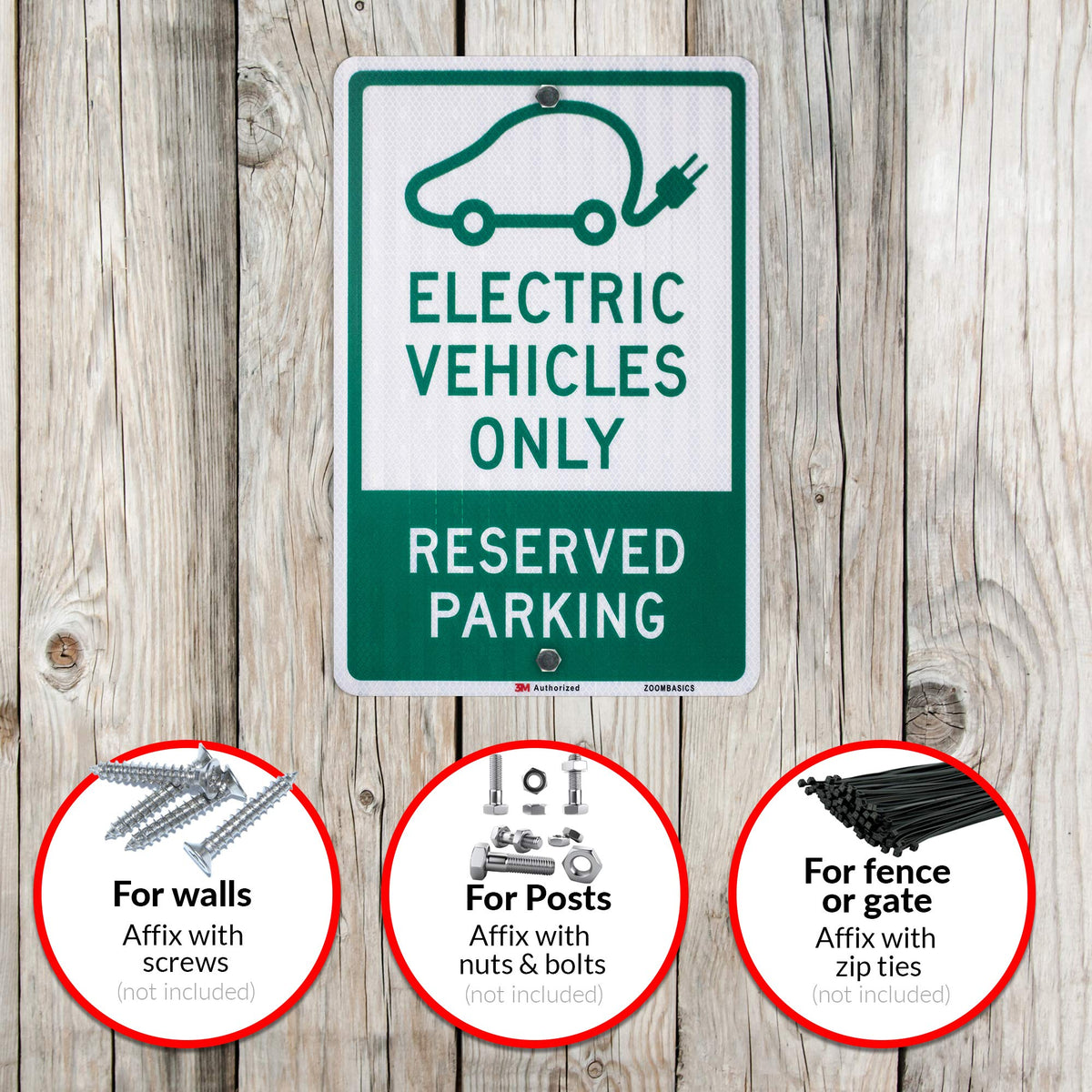 1 PACK - EV Parking Sign Electric Vehicle Reserved 12" x 18" 3M Authorized Engineer Grade EG EGP Quality Reflective Durable Laminated Aluminum