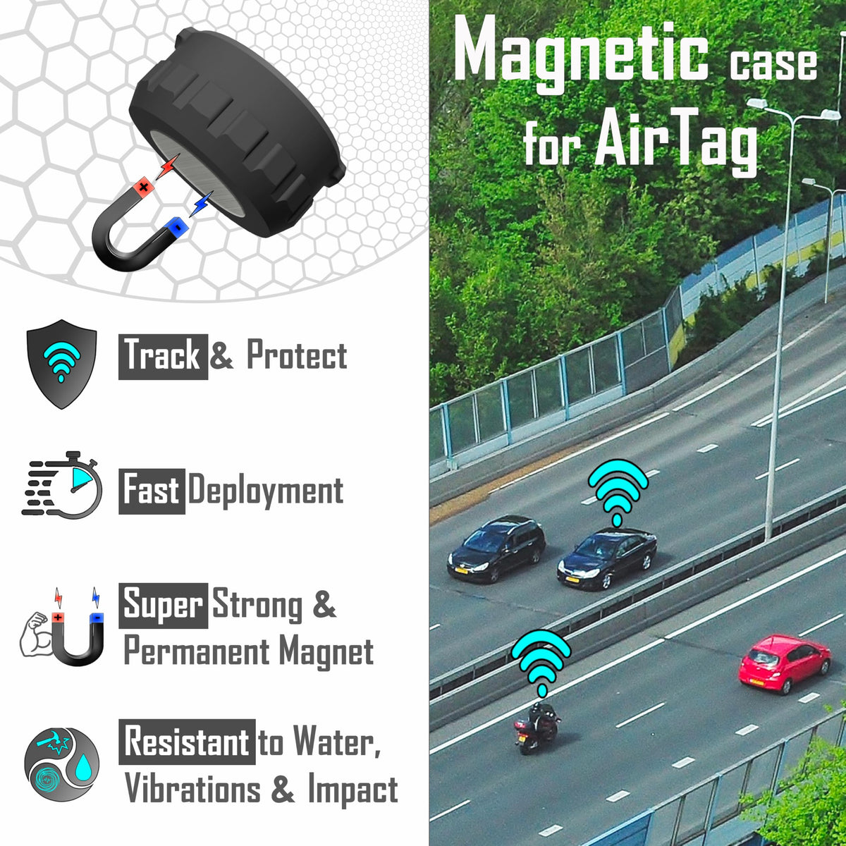 Waterproof Magnetic Holder for AirTag 1st & 2nd Gen, Moto Tag