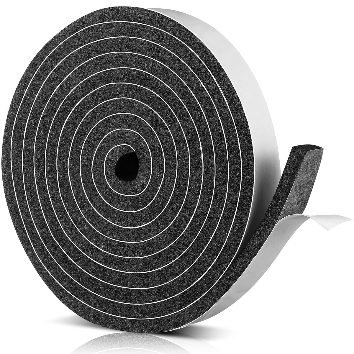 Nuanchu Foam Insulation Tape 1-1/2in Wide x 1/2in Thick x 16.5ft Stripping Neoprene Long Sponge Weather Stripping Foam Strips with Adhesive for Door, Automotive, Air Conditioner Seal(1)