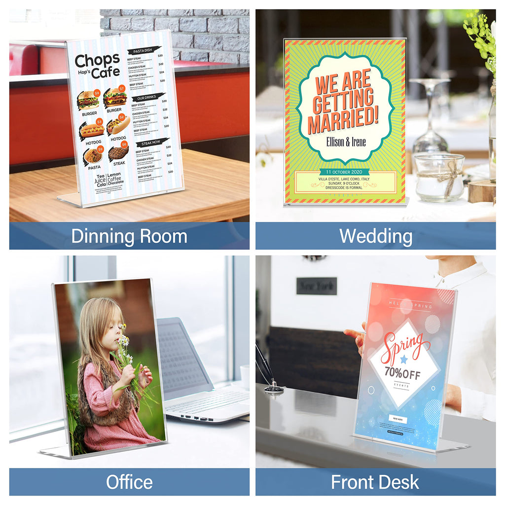 Relx Acrylic Sign Holder 8.5 x 11, Slant Back Acrylic Display Stand, Clear Frames Plastic Sign Holder for Store, Restaurant (12 Pack) 12 Pack