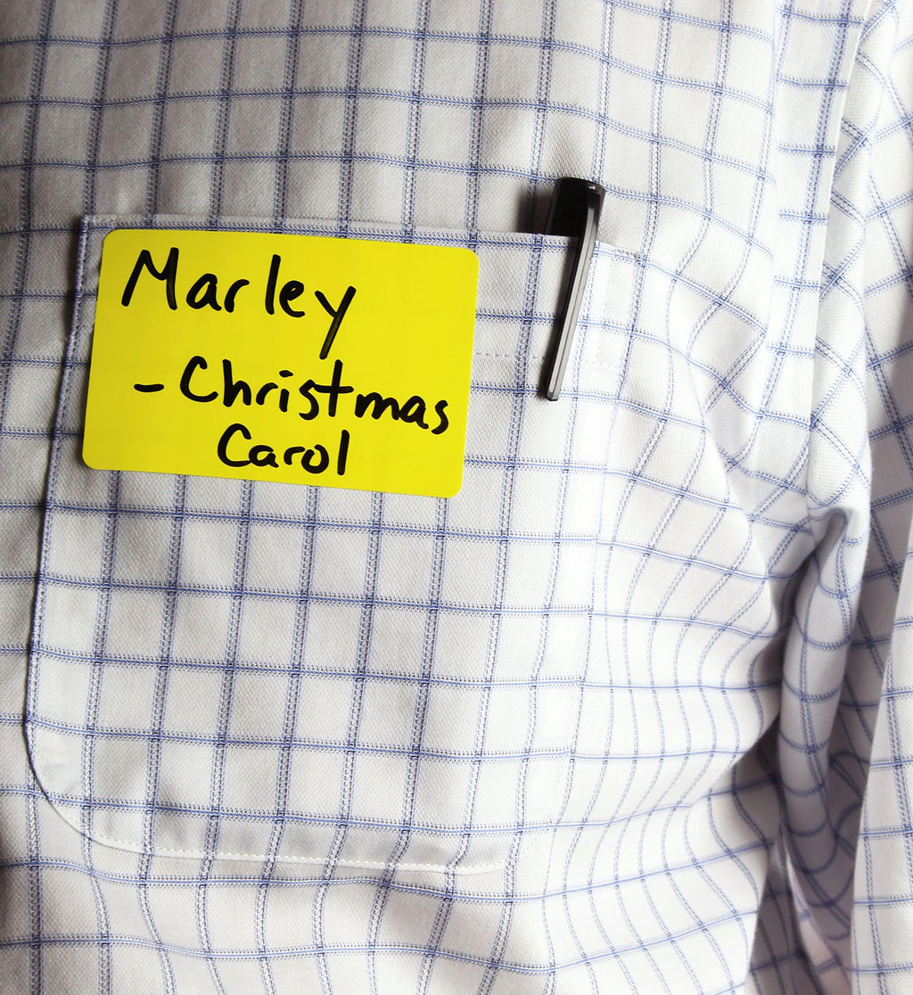 ChromaLabel yellow 2x3 inch name tag stickers, color-coding labels, 150 per pack, shown on white background.