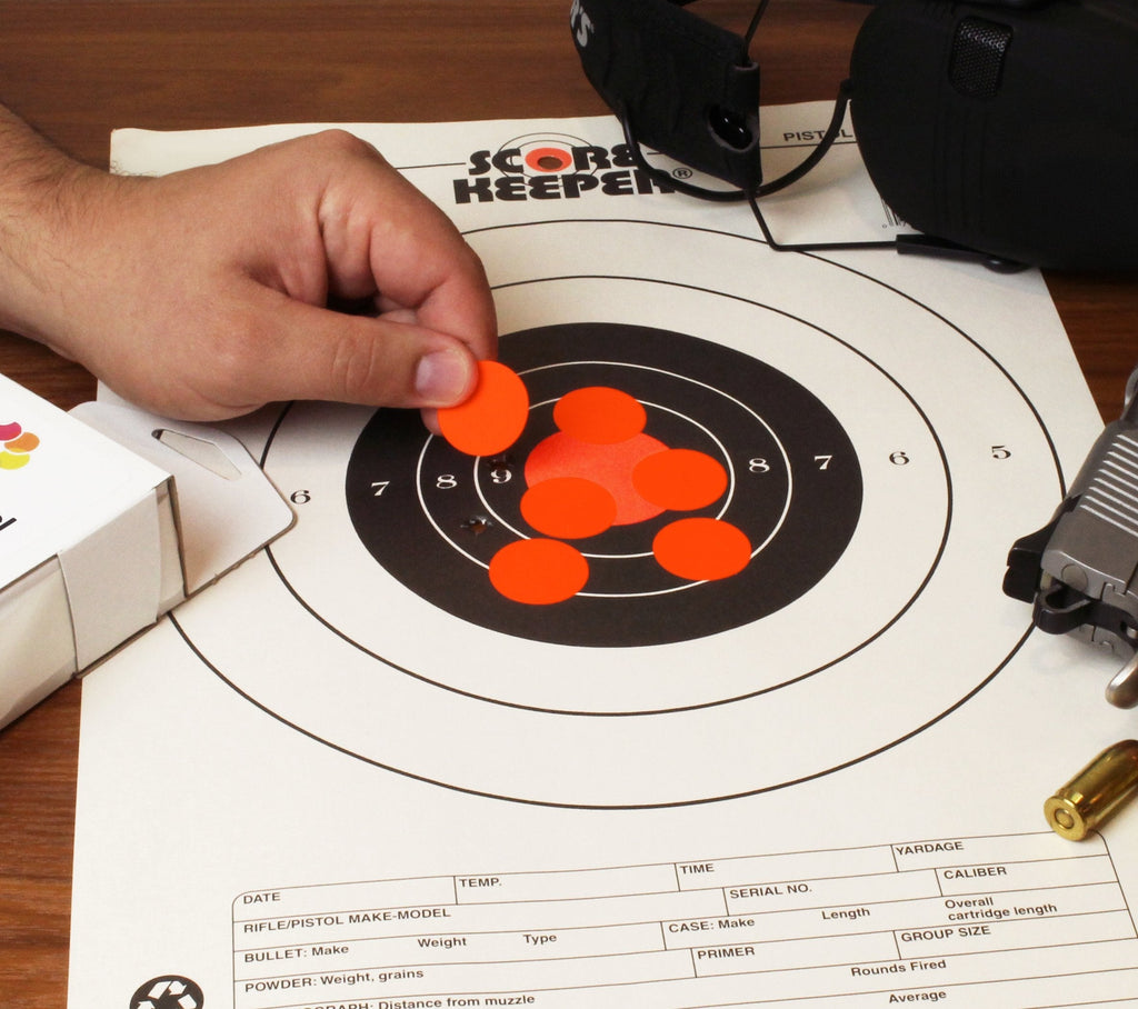 ChromaLabel 1 Inch fluorescent red round target pasters for shooting and marksmanship, 1000 labels in dispenser box