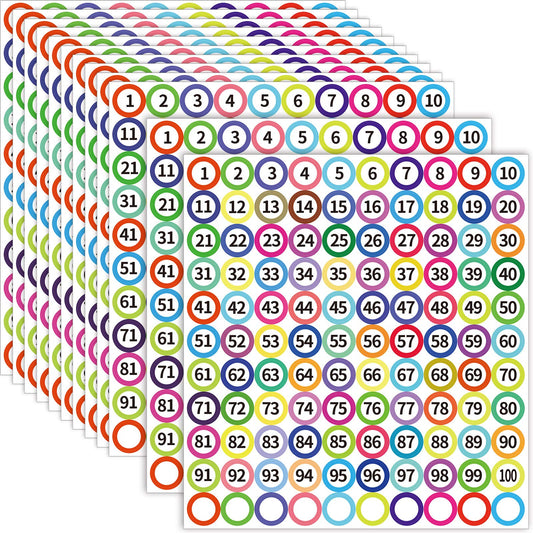 Supervitae 3300 Pcs 30 Sheets Small Number Labels Stickers 1-100 Mini Numbers Round Stickers 0.4 Inch Self Adhesive Labels for School, Office, Classroom, Organizing