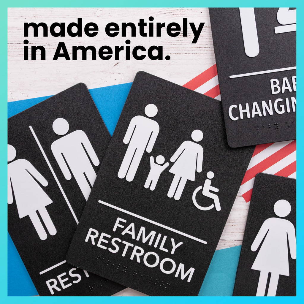 ExcelMark Restroom Sign for Business - ADA Compliant Braille Bathroom Sign with Double Sided Tape to Secure Perfectly in Less Than a Minute - Size 9 x 6 Inch (Men's & Women's Handicap Set) Men's & Women's Handicap Set