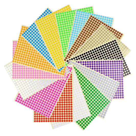 BronaGrand 16 Sheets Dia 1/4inch Self Adhesive Round Dot Stickers Coding Label Circle Stickers 6528 Dots in Pack 16 Colors 6mm