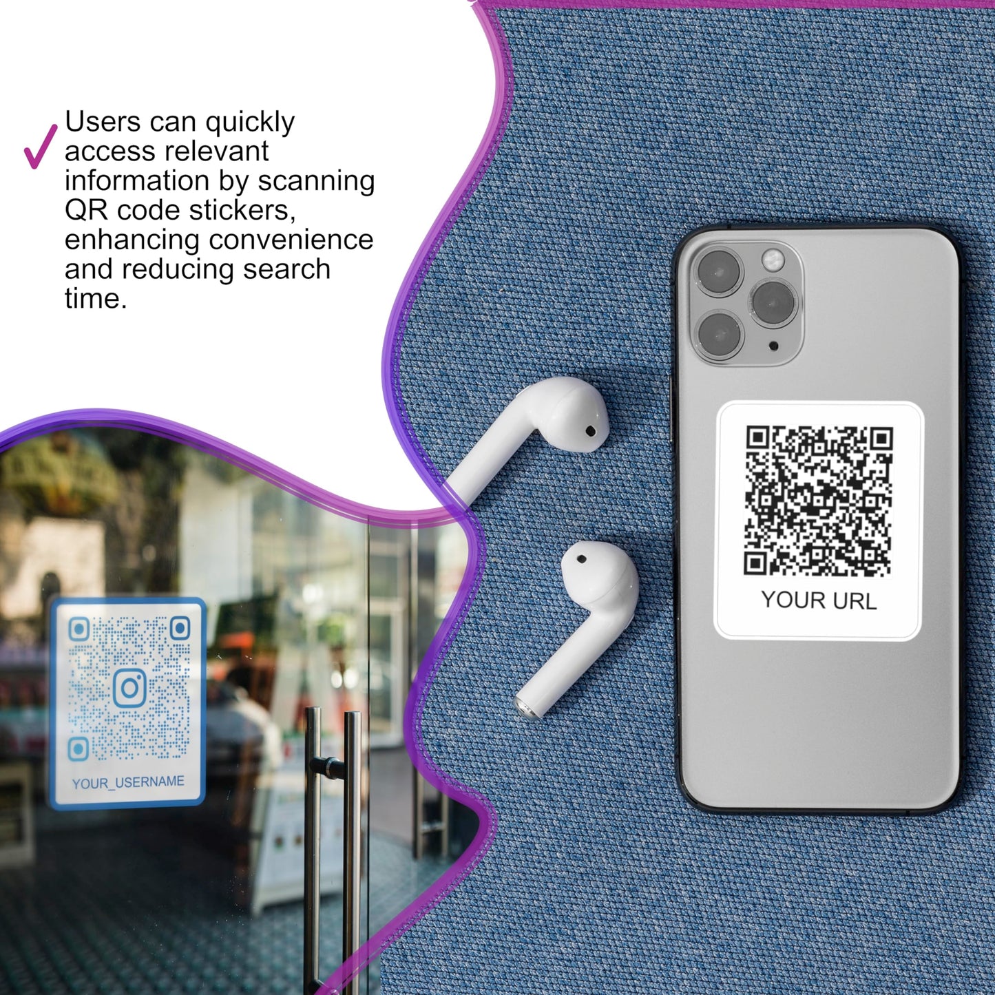 Custom Stickers QR Code and Business Stickers - Personalize Your Logo Stickers Customized Presence Customized Sticker Decals Text Name Image Photo Website UV Laminated