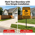 Video Surveillance No Trespassing Warning Sign with 36" Metal Stake, 10x14 Inch Aluminum, Reflective, 2Pack