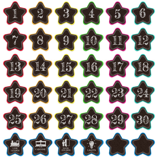 SICOHOME Line Up Spots for Classroom Floor Stickers - 36pcs Vinyl Line Up Dots 4" Removable Number Stickers for Kindergarten, Preschool, Back to School Teacher Supplies E-star Shaped