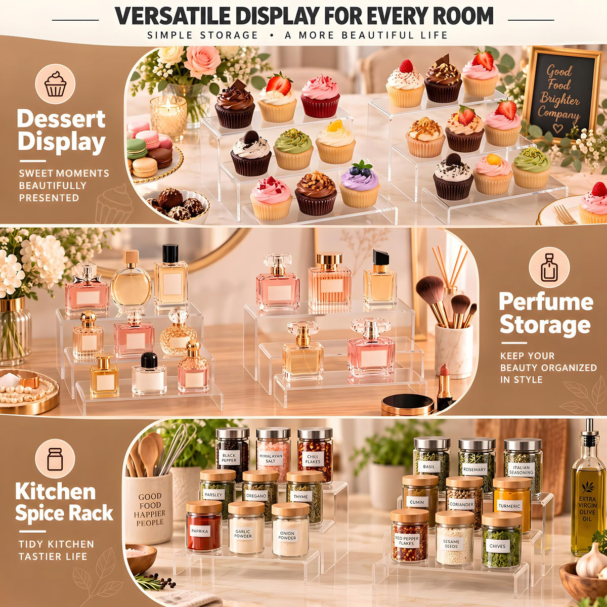 6 Pc Clear Acrylic Display Risers Showcase for Shoe Risers Retail Stand Cupcake Stand Dessert Stand 6P-Clear