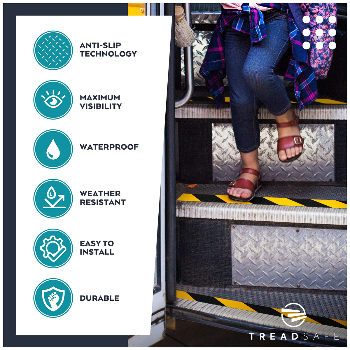 Anti Slip Safety Tape for Steps - Black and Yellow Grip Tape, Caution Tape Adhesive Step Tape, Hazard Grip Tape, Stairs Safety Tape (4" x 30 FT Roll) Caution Tape 4" x 30 FT Roll