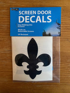 Retractable Screen Door Decals - 5 per Package - Keep Children Safe - Alert Birds, Dogs, Kids - Warn, Protect, Window Safety - Fleur De Lis (White) White