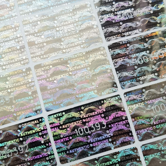 1.18X0.79 inch Silver High Security Tamper Evident Seal Warranty Void Original Genuine Authentic Hologram Labels/Stickers w/Unique Sequential Serial Numbering Tamper Proof Stickers（100） 100