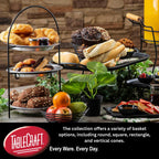 TableCraft BK17209, Rectangular Basket, 9.125" x 6.125" x 2.325", Black Metal, Artisan Collection, Powder Coated for Durability, Versatile Design for Bread, Bagels, Pastries, and Decorative Use 9.125" x 6.125" x 2.325"
