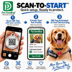 Pet Dwelling Service Dog Tag with QR Code & Medical Symbol Pink