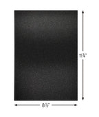 Black YZH Crafts glitter cardstock paper, 8x12 inches, 10 sheets of shimmer DIY party decor, no-shed glitter craft paper.