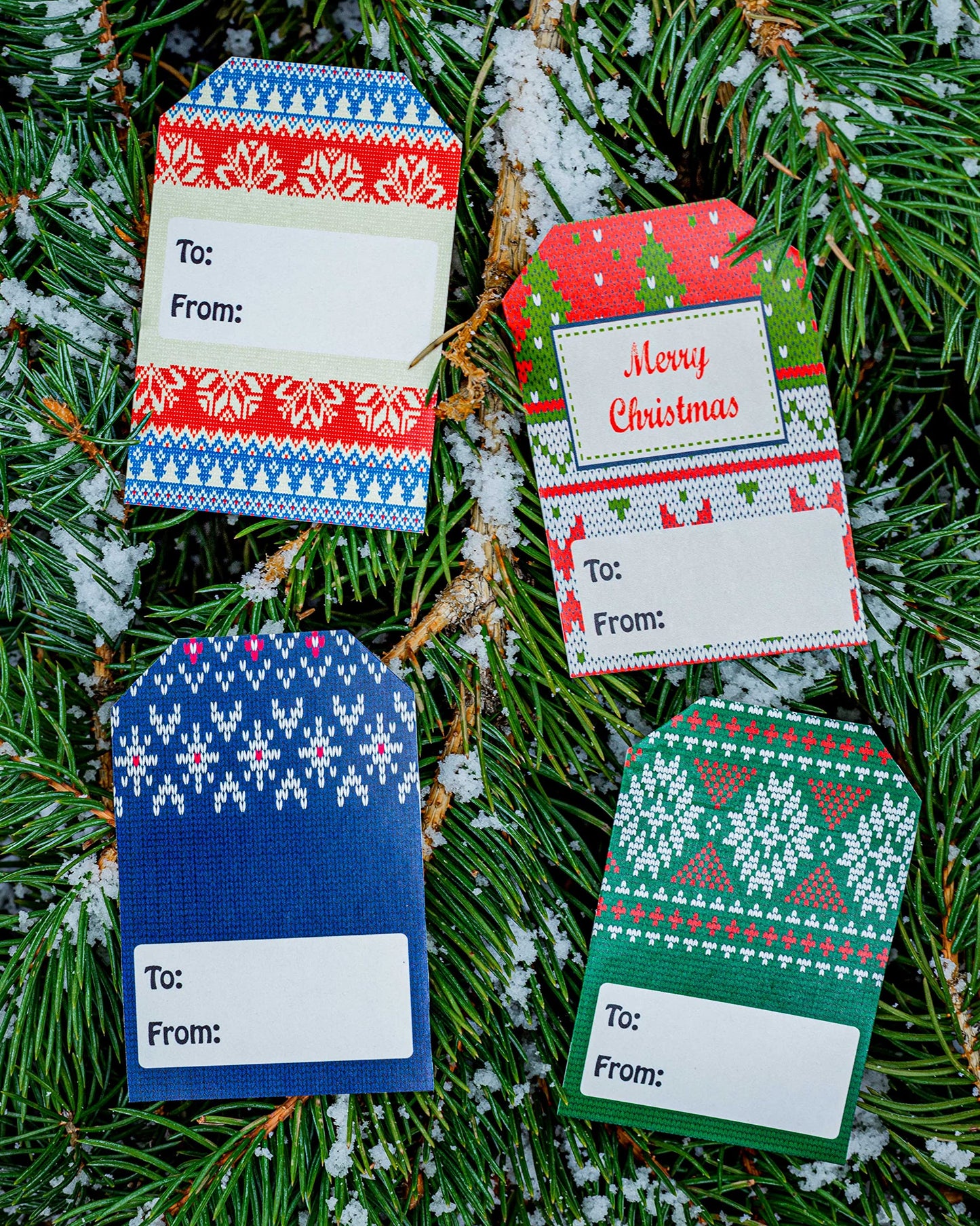 Christmas Sweater Holiday Gift Tag Stickers 2 x 3 Inch 100 Total Labels