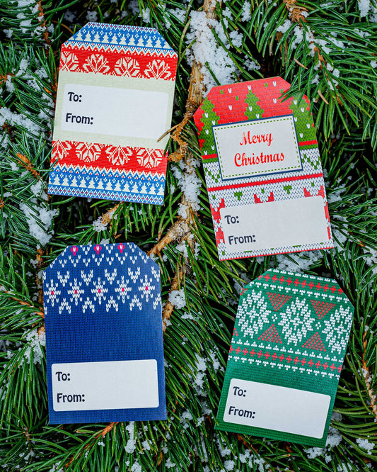 Christmas Sweater Holiday Gift Tag Stickers 2 x 3 Inch 100 Total Labels