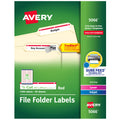 Avery® TrueBlock® File Folder Labels, 2/3" x 3-7/16", 1,500 Printable Labels, White/Red, Permanent (5066)