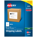 Avery Printable Shipping Labels for Copiers, 8.5" x 11", White, 100 Blank Mailing Labels (5353) 0