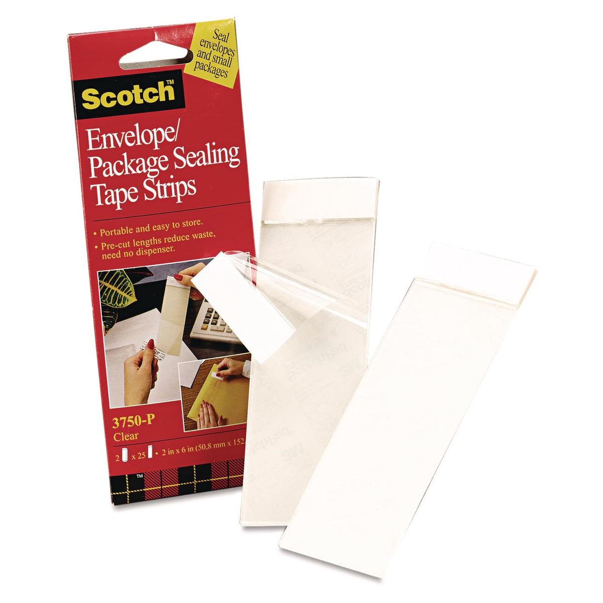 3M Tape Sheets 3750P, Clear, 2 in. x 6 in., 2 pads 2” x 6”