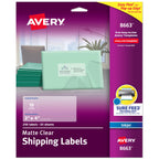 Avery Printable Shipping Labels with Sure Feed, 2" x 4" Customizable Stickers, Matte Clear, 250 Blank Mailing Labels, Great for Mailing, Shipping, and More (8663) 1