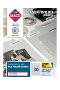 MACO Laser/Ink Jet Red File Folder Labels, 2/3" x 3-7/16", 30 per Sheet, 1500 per Box (ML-FF32)