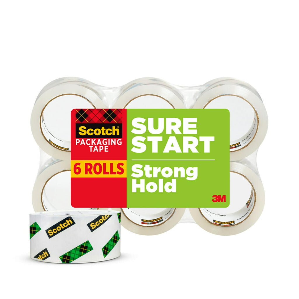 Scotch Sure Start Packing Tape Refill, 1.88 in x 54.6 yd, 6 Rolls