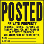 Hy-Ko YP-1 11" X 11" Plastic Private Property Sign, Yellow, Pack of 20